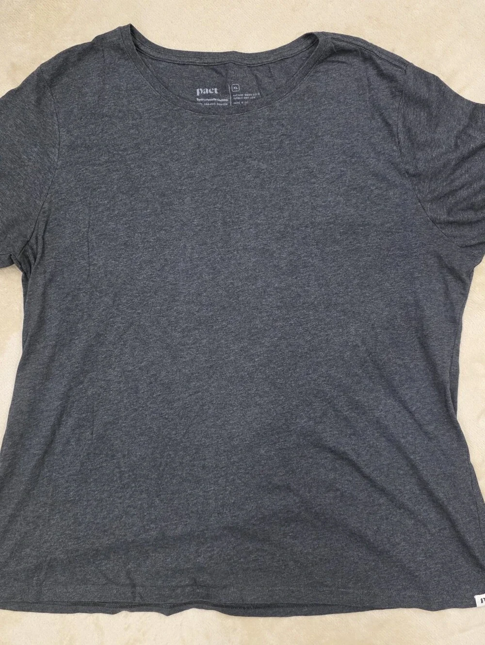 Pact T-Shirt Women's XL Gray 100% Organic Cotton Crew Neck Short Sleeve - Picture 2 of 6
